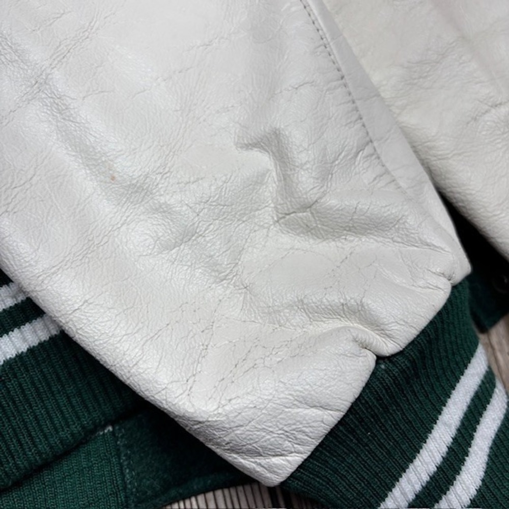 7UP Vintage Retro Old School Roots Canada Leather Wool Varsity Jacket Large/XL - Picture 5 of 16